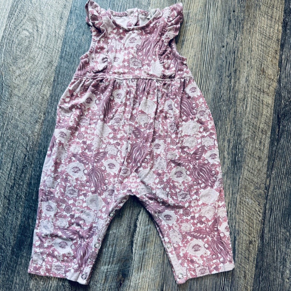 Kate Quinn girls Bamboo ruffle romper 3-6 months C1
